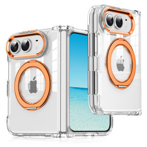 For iPhone Duo Fold Case HD Transparent Stand Protective Back Cover For MagSafe Wireless Charging Phone Shell Funda