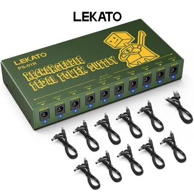 LEKATO PS-01R Guitar Pedal Power Supply Built-in 10000mAh Battery 10 Isolated DC Outputs Effect Pedal Power Supply