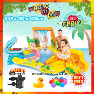 INTEX 57444 / 57135 Dinosaur PlayCenter Children Playground Swimming Pool Slide Kolam Mandi Gelongsor Kolam Renang Budak