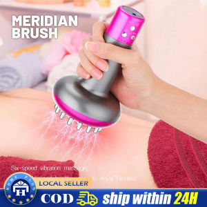 Microcurrent Cellulite Massager Heating Vibration Handheld Lymphatic Drainage Massager Electric Meridian Massage Brush