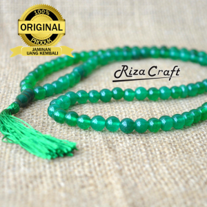 Tasbih 99 Butir Batu Akik Giok Hijau Quartzite Cina China Alam Natural