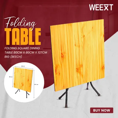 WEEXT Folding Square Dining Table 80cm x 80cm x 107cm Big