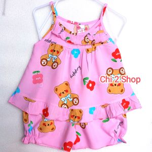 Áo dây cho bé gái đồ bộ tole lanh bé gái C2H24 đồ mặc nhà  thời trang trẻ em dưới 3 tuổi thoáng mát quần áo sơ sinh.