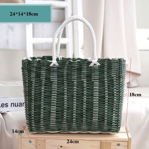 SQMETR Multicolors Handmade Wicker Shopping Basket Rattan Woven PE Garden Imitating Flower Basket 241418cm/231218cm Home Vegetable Fruit Packing