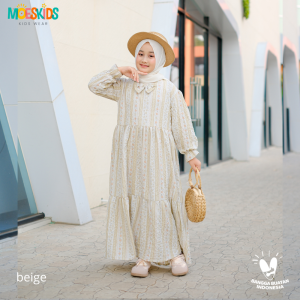 Moeskids Serena Dress Anak Gamis Crinkle Premium Motif Floral Usia 3-10 Tahun Lembut Adem Dan Flowy