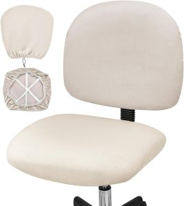 Velvet Office Chair Cover Stretchable Desk Chair Cover Thick Chair Seat Cover Computer Chair Covers Slipcover for Universal Office Chair (2Pcs/SetBeige)