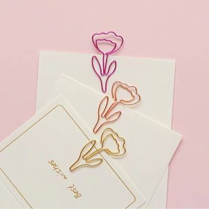 FLYING 10PCS/Set Colored Flower Paper Clip Flower Shaped Metal Mini Paper Clip Rustproof Office Stationery Flower Bookmark Office
