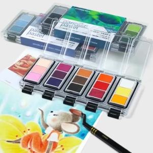 Bộ phấn màu khô 15 màu tông màu ấm và lạnh dùng được cho cả khô và ướt thiết kế minh họa vẽ phác thảo nhanh sơn màu nước.