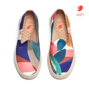 UIN Womens Espadrilles Slip Ons Knitted Lightweight Walking Casual Loafers Comfortable Art Painted Travel Shoes Marbella II