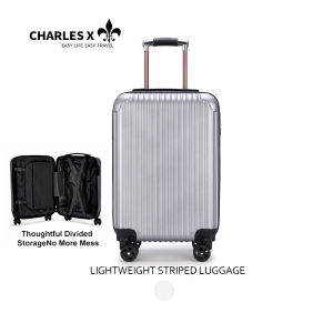 CHARLES X 20 inch luggage travel boarding case universal wheel business suitcase large capacity Retro Boarding Case Black Pink Silver Gold Small Lightweight Young Fashion Glossy Luggage