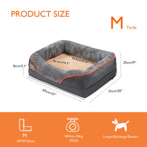 L-XXL Dog Bed Orthopedic Dog Sofa Washable Pet Couch Bed Memory Foam Mattress Calming Couch Rim Pillow 