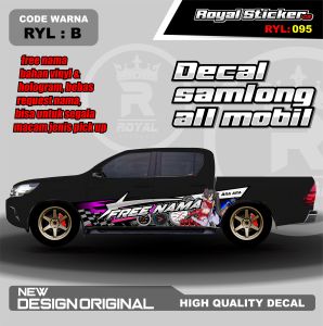RYL 095-STIKER DECAL MOBIL FORTUNER MOBILIO JAZZ KIJANG BRIO HRV GRATIS CUSTOM NAMA