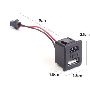 Hai lớp xe Type-C nữ snap-in ổ cắm với cáp xe gắn máy bảng điều khiển USB C Cổng sạc điện thoại Ổ cắm điện