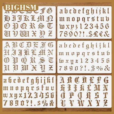 BIGHSM Reusable Gothic Calligraphy Template 6-Pack Durable Old English Lettering for DIY Projects