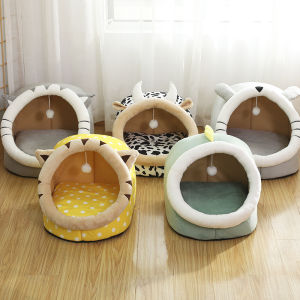 Autumn and winter cat kennel kennel cartoon shape dog house cat house mat semi-closed warm pet nest sleeping nest