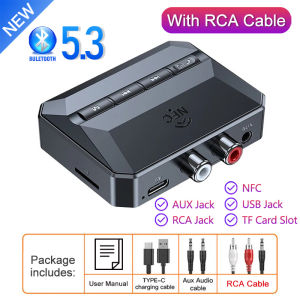 DISOUR Bluetooth Audio Receiver 3.5mm RCA AUX USB Bluetooth 5.2 Receiver for Speaker Amplifier Stereo With Mic Device Reciever for Car Audio Wireless Adapter Support NFC TF Card  U Disk Play Bluetooth 5.3 Adapter