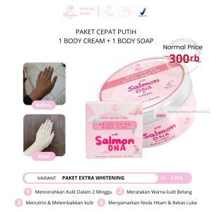 Meantea Beauty DNA Salmon Paket Pemutih Badan Whitening Body Cream dna salmon dan Brightening Soap Sabun dna salmon BPOM