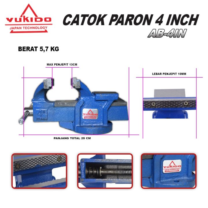 HARGA MURAH !! Ragum Catok Paron Tanggem Catok Meja 4 In Inchi 4" Alat Jepit Serbaguna | Catok Paron 4in - Catok Ragum Besi 4 in - Tanggum - Amyung - Bench Vice Sahabat Power Tools