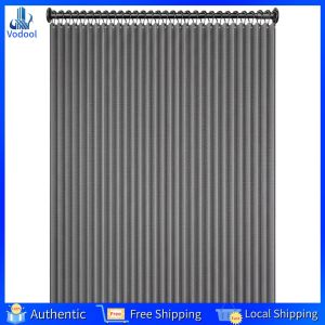 [Vodool Home Mall] Magnetic Folding Accordion Shower Curtain Waterproof Fabric Polyester Shower Curtain with Hook Room Divider Curtain for Family Hotel Homestay Bathroom