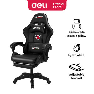 Deli Gaming Chair / Kursi Gaming Kursi Main Game Komputer Double Pillow Adjustable Arm Rest E4949