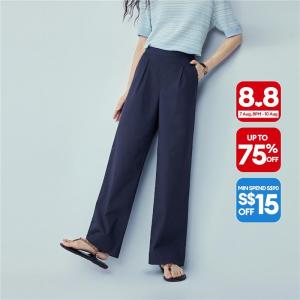 Giordano Beau Monde Women Stretch cotton box pleats lightweight pants Free Shipping 13416406