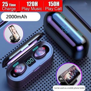🎧【Readystock】 + FREE Shipping 🎧 Original F9 TWS 5.0 Bluetooth Earphones Wireless Earbuds LED Display Touch Control Headset IPX7 Waterproof Stereo Sport Headset With Mic