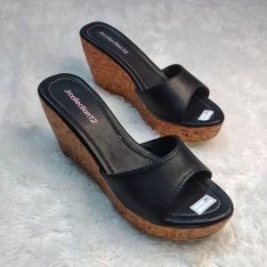 IC 015 Sandal High Wedges Wanita Simple sendal kokop kekinian