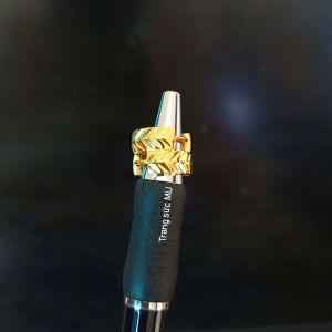 BÔNG TAI TITAN KHOEN TRÒN MẶT TRÒN ĐEN MÀU VÀNG