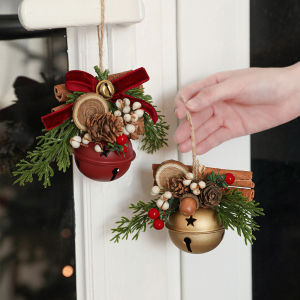Christmas bell antler bow pinecone bell mixed hanging ornaments Christmas tree window and car hanging decorations