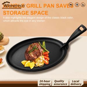 【Free Shipping】 Rust-Resistant Cast Iron Fajita Pan 10.6x6.89in Oval Shape for Perfect Searing and Grilling in Kitchen or Dining Establishments