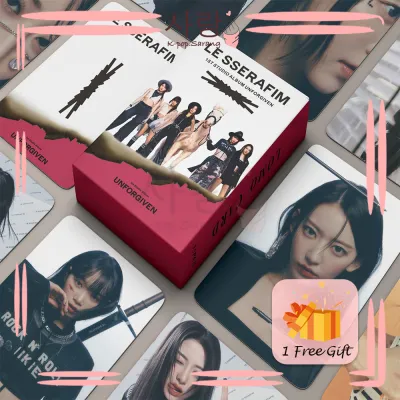 55pcs LE SSERAFIM《FEARNOT - UNFORGIVEN》White Red LOMO Card Set With FREE GIFT Collection Kpop Chaewon Sakura Kazuha Eunchae Yunjin Photocard