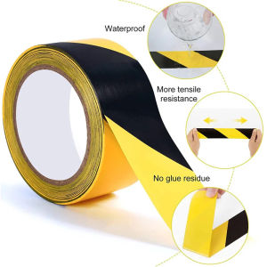45mm x 17M Black and Yellow Self Adhesive Hazard Warning Safety Tape Marking Safety Soft PVC Tape