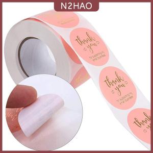 N2HAO 500Pcs Cảm ơn bạn Vòng Sticker sổ lưu niệm thư thủ công dán con dấu Nhãn dán quà tặng đám cưới hoa trang trí