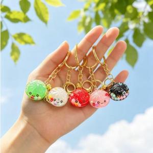 Simulation Bread Keychain with Steamer Lava Flow Colorful Expression Buns Bag Pendant