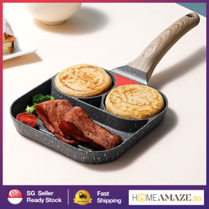 3 in1 Breakfast Pan Eggs & Bacon Frying Pan Non-stick Maifan Stone Breakfast Pan