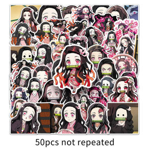 50PCS Demon Slayer: Blade of Demon Slayer Nezuko cartoon creative sticker hand ledger notebook DIY decorative waterproof non-repeat pvc sticker