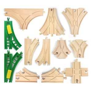 Các Đường ray xe lửa gỗ cơ bản chi tiết lẻ phụ kiện mở rộng mô hình đường ray xe lửa gỗ đồ chơi