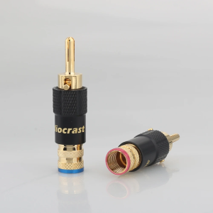 B109G Gold/Rhodium plated Banana Plug speaker cable connectors Double screw Locking banana plug diy cable