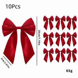 MIRELINA 10Pcs Ruy băng  dây chuyền nơ trang trí cây thông Noel Đỏ 20 cm Đồ trang trí treo tường hình Giáng sinh.  Tự làm Đồ trang trí nơ Giáng sinh Dùng để trang trí nhà cửa.