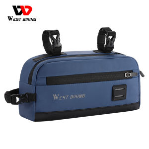 WEST BIKING 2L กระเป๋าถือจักรยานมัลติฟังก์ชั่นกระเป๋ากระเป๋าสะพายบ่ากระเป๋าถือทนทานทีพกพากระเป๋าหน้า Oxford เสื้อผ้ากระเป๋าทรงหลอดอุปกรณ์จักรยาน