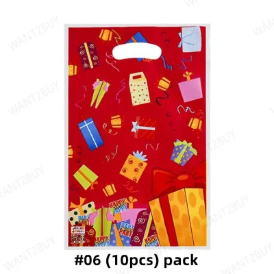 🇲🇾 10pcs Happy Birthday Christmas Baby Shower Party Gift Plastic Bag Goodies School Kids Boy Girl Loot Candy Cookie Beg