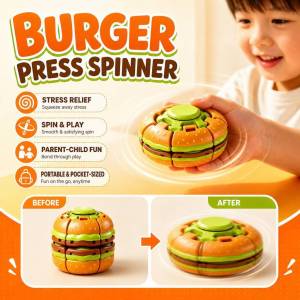 Hamburger Pressing Spinner Burger Spinner Press Toy Stress Relief Creative Design Fidget Spinner