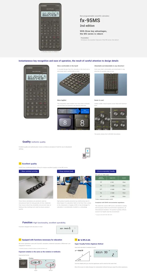 Casio FX-95MS 2nd Edition Standard Scientific Calculator Lazada PH