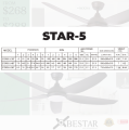 SMART Ceiling Fan Bestar Star5 5 Blades 38inch 48inch 58inch Star 5 DC Fan. 