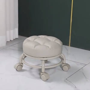 ACTIVEONE 360 degree Rotatable Small Chair Round Stool With Sofa Cushion Foot Pulley Moving Stool- Fulfilled by ACTIVEONE