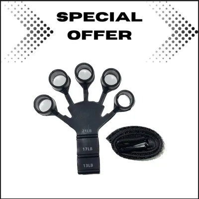 (SG) 2pcs Gripster Grip Trainer Hand Strengtheners Silicone Material 6.6-21lb Resistance with 2 Wrist Straps Black/Grey for Finger Flexibility & Rehab