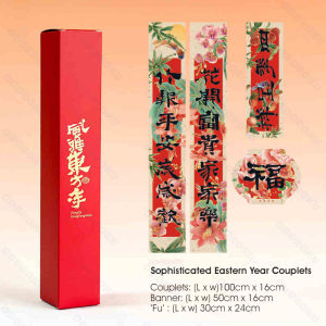ODOROKU Chinese New Year Wall Decor Couplets CNY Door Sticker Spring Festival Couplet Set Decoration Wall Mounted Feng Shui 118cm