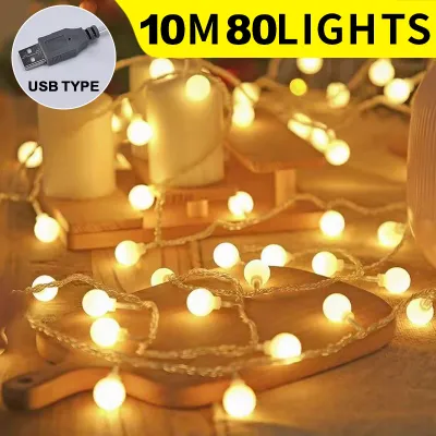 LED string light round fairy tale light Christmas wedding party usb port outdoor tent decoration light