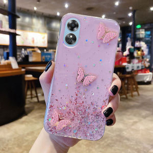 Phone Case OPPO Reno13 F Pro Reno11 F Reno10 Pro A79 A18 A38 A58 A78 A98 5G A17k A17 Shiny Sequins with Beautiful Butterfly Trinkets Design Soft SIlicone Casing OPPO A17K suitable for ladies Phone Cover Case