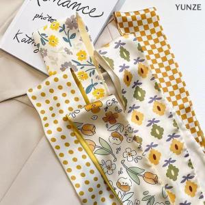 [COD] YUNZE 2 5Pcs Retro Yellow Multifunctional Decoration Small Silk Scarf Temperament Headband Long Ribbon Headband Bow Hair Accessories